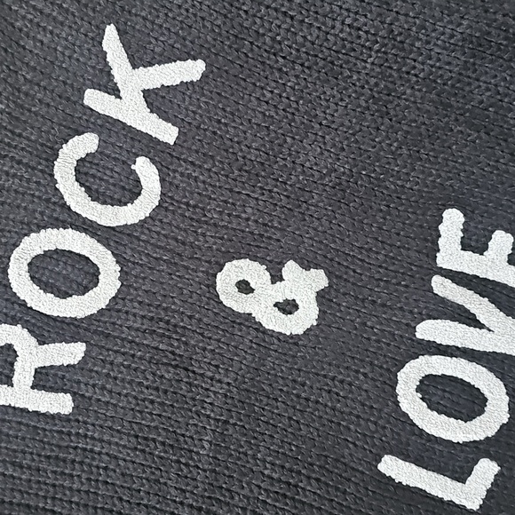 NEW Pretty Garden Open Cardigan Knit "Rock & Love" Black Medium Sweater - Picture 3 of 6